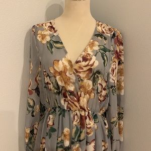 Gray Floral Maxi Dress Size Medium
